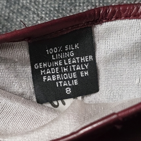 VTG Guder Maroon Leather Gloves Sz8 Silk Lined Gauntlet Gloves Gold Dome Buttons - Picture 9 of 15